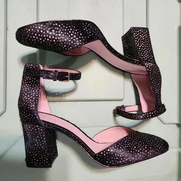 Madewell the Dove Sandal in Metallic Dot Calf Half Block High Heel Women's 10 - Picture 7 of 14